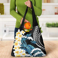Black Polynesia Grocery Bag Polynesian Frangipani With Sea Turtles