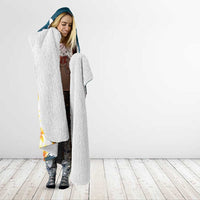 Dark Teal Polynesia Hooded Blanket Polynesian Frangipani With Sea Turtles