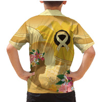 Polynesia Childhood Cancer Awareness Family Matching Mermaid Dress and Hawaiian Shirt Be Bold Go Gold Polynesian Art