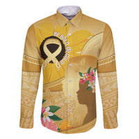 Polynesia Childhood Cancer Awareness Family Matching Off Shoulder Short Dress and Hawaiian Shirt Be Bold Go Gold Polynesian Art