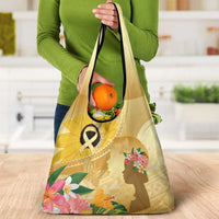 Polynesia Childhood Cancer Awareness Grocery Bag Be Bold Go Gold Polynesian Art