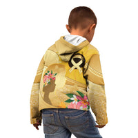 Polynesia Childhood Cancer Awareness Kid Hoodie Be Bold Go Gold Polynesian Art