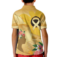 Polynesia Childhood Cancer Awareness Kid Polo Shirt Be Bold Go Gold Polynesian Art