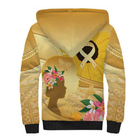 Polynesia Childhood Cancer Awareness Sherpa Hoodie Be Bold Go Gold Polynesian Art