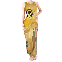 Polynesia Childhood Cancer Awareness Tank Maxi Dress Be Bold Go Gold Polynesian Art