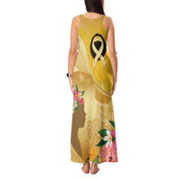 Polynesia Childhood Cancer Awareness Tank Maxi Dress Be Bold Go Gold Polynesian Art