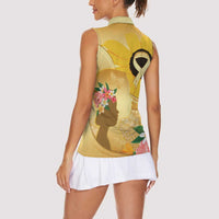 Polynesia Childhood Cancer Awareness Women Sleeveless Polo Shirt Be Bold Go Gold Polynesian Art