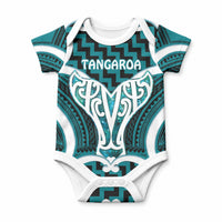 Aotearoa Atua Tangaroa Personalised Baby Onesie God Of The Sea Maori Whale Tail Cyan