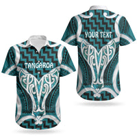 Aotearoa Atua Tangaroa Personalised Couples Matching Off Shoulder Maxi Dress and Hawaiian Shirt God Of The Sea Maori Whale Tail Cyan