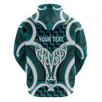 Aotearoa Atua Tangaroa Personalised Hoodie God Of The Sea Maori Whale Tail Cyan