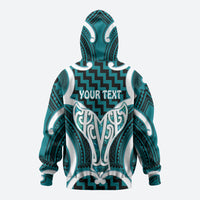 Aotearoa Atua Tangaroa Personalised Hoodie God Of The Sea Maori Whale Tail Cyan