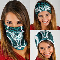 Aotearoa Atua Tangaroa Personalised Neck Gaiter God Of The Sea Maori Whale Tail Cyan