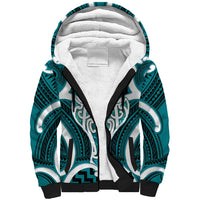 Aotearoa Atua Tangaroa Personalised Sherpa Hoodie God Of The Sea Maori Whale Tail Cyan