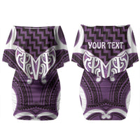 Aotearoa Atua Tangaroa Personalised Couples Matching Off Shoulder Short Dress and Hawaiian Shirt God Of The Sea Maori Whale Tail Purple