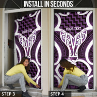 Aotearoa Atua Tangaroa Personalised Door Cover God Of The Sea Maori Whale Tail Purple