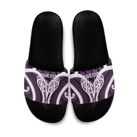 Aotearoa Atua Tangaroa Personalised Slide Sandals God Of The Sea Maori Whale Tail Purple