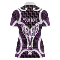 Aotearoa Atua Tangaroa Personalised Women Polo Shirt God Of The Sea Maori Whale Tail Purple