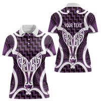 Aotearoa Atua Tangaroa Personalised Women Polo Shirt God Of The Sea Maori Whale Tail Purple