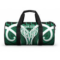 Aotearoa Atua Tangaroa Personalised Duffle Bag God Of The Sea Maori Whale Tail Green
