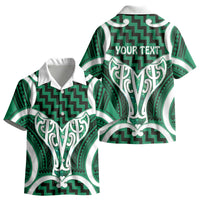 Aotearoa Atua Tangaroa Personalised Kid Hawaiian Shirt God Of The Sea Maori Whale Tail Green