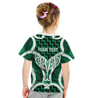 Aotearoa Atua Tangaroa Personalised Kid T Shirt God Of The Sea Maori Whale Tail Green