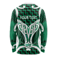 Aotearoa Atua Tangaroa Personalised Long Sleeve Shirt God Of The Sea Maori Whale Tail Green