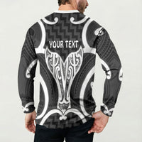 Aotearoa Atua Tangaroa Personalised Button Sweatshirt God Of The Sea Maori Whale Tail Black