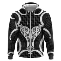 Aotearoa Atua Tangaroa Personalised Zip Hoodie God Of The Sea Maori Whale Tail Black