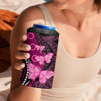 Think Pink Breast Cancer Awareness 4 in 1 Can Cooler Tumbler Butterfly Aboriginal Mix Polynesian Pattern