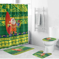 Cook Islands Christmas Bathroom Set Surfing Santa Mere Kiritimiti - Polynesian Pride