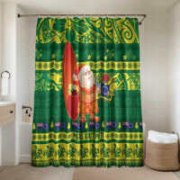 Cook Islands Christmas Bathroom Set Surfing Santa Mere Kiritimiti - Polynesian Pride