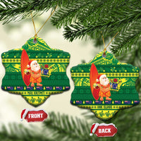 Cook Islands Christmas Ceramic Ornament Surfing Santa Mere Kiritimiti - Polynesian Pride