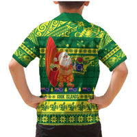 Cook Islands Christmas Family Matching Mermaid Dress and Hawaiian Shirt Surfing Santa Mere Kiritimiti - Polynesian Pride