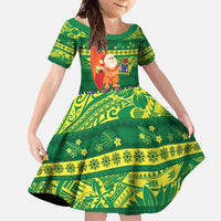 Cook Islands Christmas Family Matching Off Shoulder Maxi Dress and Hawaiian Shirt Surfing Santa Mere Kiritimiti - Polynesian Pride