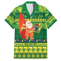 Cook Islands Christmas Family Matching Short Sleeve Bodycon Dress and Hawaiian Shirt Surfing Santa Mere Kiritimiti - Polynesian Pride