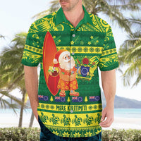 Cook Islands Christmas Hawaiian Shirt Surfing Santa Mere Kiritimiti - Polynesian Pride