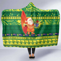 Cook Islands Christmas Hooded Blanket Surfing Santa Mere Kiritimiti - Polynesian Pride
