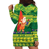Cook Islands Christmas Hoodie Dress Surfing Santa Mere Kiritimiti - Polynesian Pride