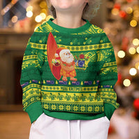 Cook Islands Christmas Kid Ugly Christmas Sweater Surfing Santa Mere Kiritimiti - Polynesian Pride