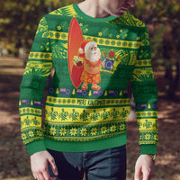 Cook Islands Christmas Ugly Christmas Sweater Surfing Santa Mere Kiritimiti - Polynesian Pride