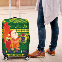 Cook Islands Christmas Luggage Cover Surfing Santa Mere Kiritimiti - Polynesian Pride