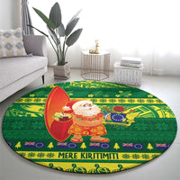 Cook Islands Christmas Round Carpet Surfing Santa Mere Kiritimiti - Polynesian Pride