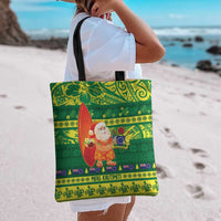 Cook Islands Christmas Tote Bag Surfing Santa Mere Kiritimiti - Polynesian Pride