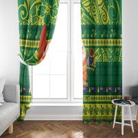 Cook Islands Christmas Window Curtain Surfing Santa Mere Kiritimiti - Polynesian Pride