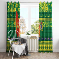 Cook Islands Christmas Window Curtain Surfing Santa Mere Kiritimiti - Polynesian Pride