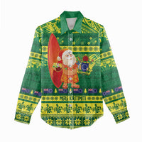 Cook Islands Christmas Women Casual Shirt Surfing Santa Mere Kiritimiti - Polynesian Pride