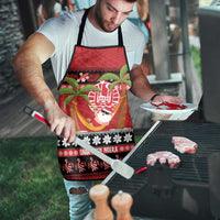 French Polynesia Christmas Apron Tiare Chilling Santa Oaoa I teie Noera - Polynesian Pride