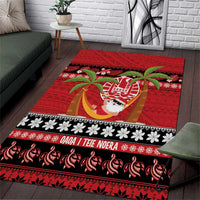 French Polynesia Christmas Area Rug Tiare Chilling Santa Oaoa I teie Noera - Polynesian Pride