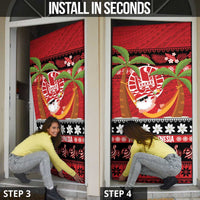 French Polynesia Christmas Door Cover Tiare Chilling Santa Oaoa I teie Noera - Polynesian Pride