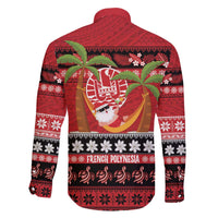French Polynesia Christmas Family Matching Off The Shoulder Long Sleeve Dress and Hawaiian Shirt Tiare Chilling Santa Oaoa I teie Noera - Polynesian Pride